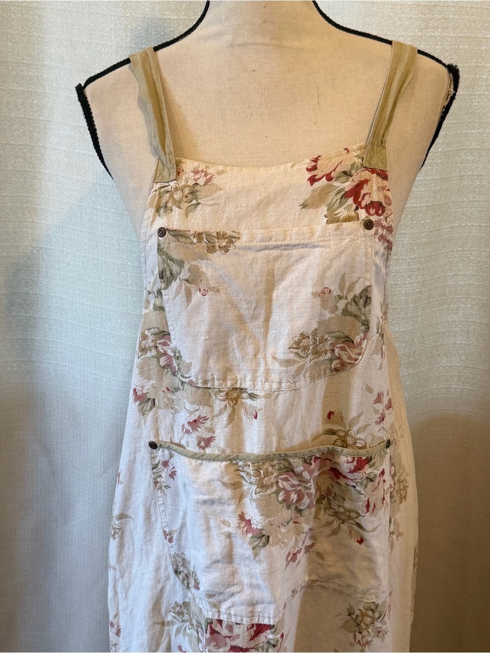 Smith & Hawken Floral Linen-Cotton Cottagecore Maxi Dress Vintage 90s USA Sz S - Picture 2 of 7